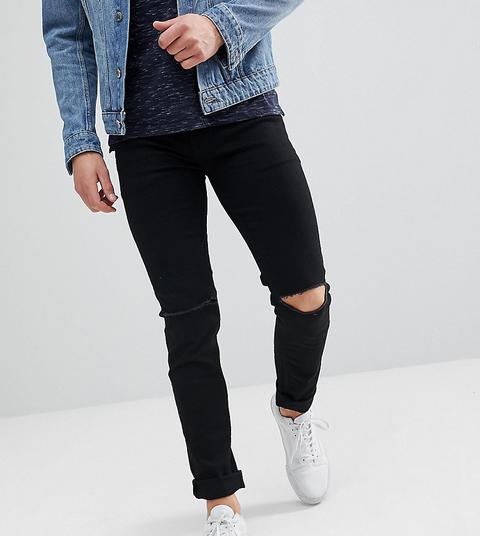 Noak - Schwarze Skinny-jeans Mit Knierissen - Schwarz