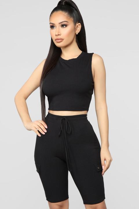 Big Chillin Biker Short Set - Black 