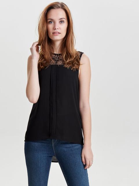 Lace Panel Sleeveless Top