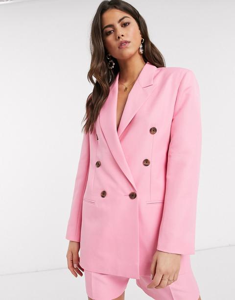Asos Design - Blazer De Costume Coupe Mom - Rose Pop
