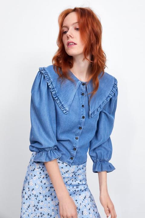 zara big collar blouse