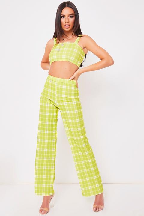 Miley Lime Checked Two Piece Set