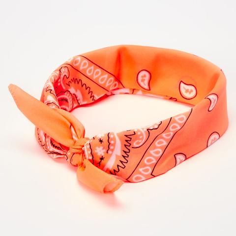 Claire's Bandeau Bandana Motif Cachemire - Corail Fluo