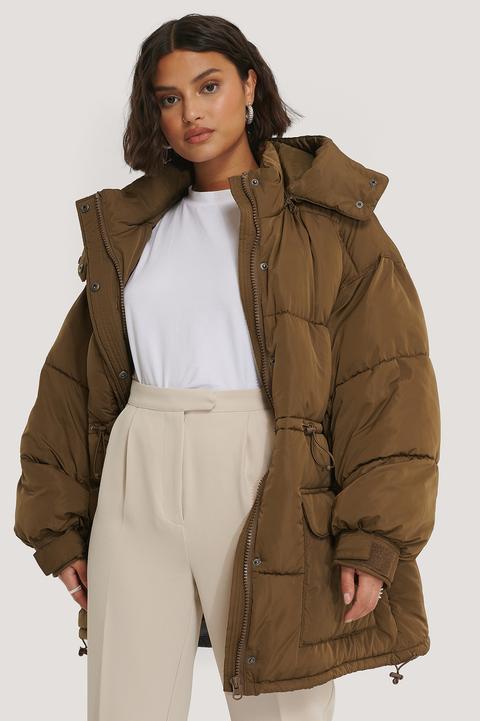 Na-kd Trend Waist Drawstring Padded Jacket - Brown