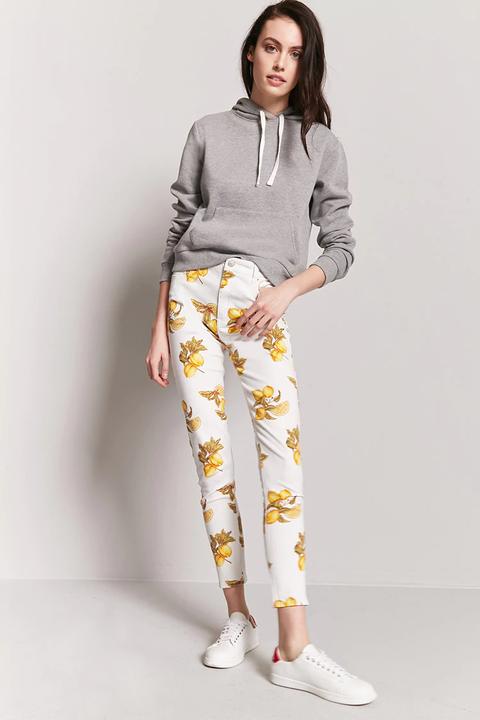 Lemon Print High-waist Pants