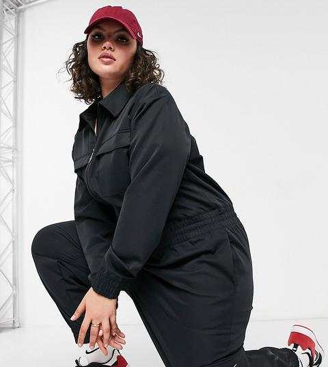 Nike Swoosh Plus Utility Jumpsuit In Black