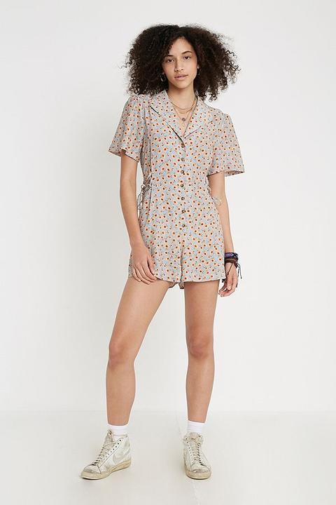 Uo Christy Floral Playsuit - Blue S At Urban Outfitters