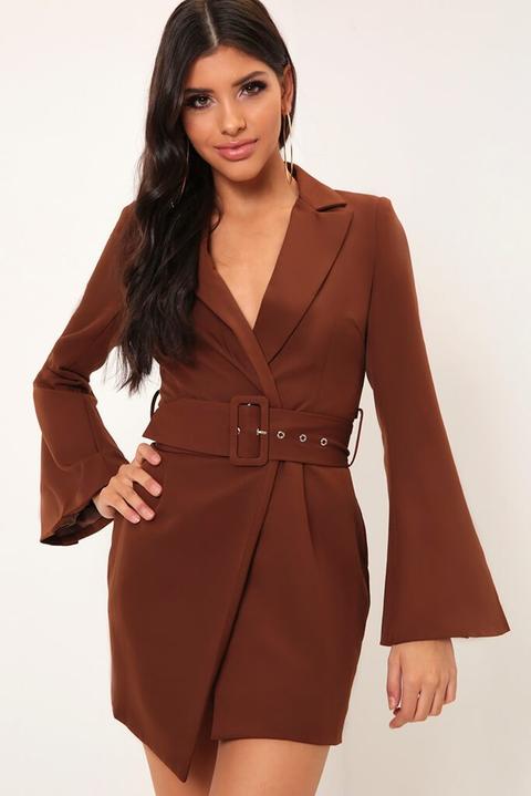 Chocolate Belted Blazer Dress