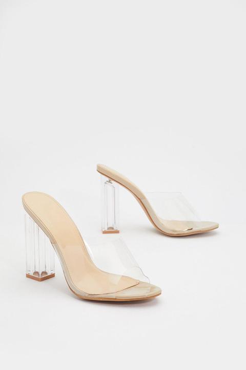 Womens In The Clear Block Mules