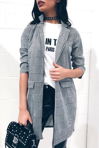 Nada Black Check Longline Blazer