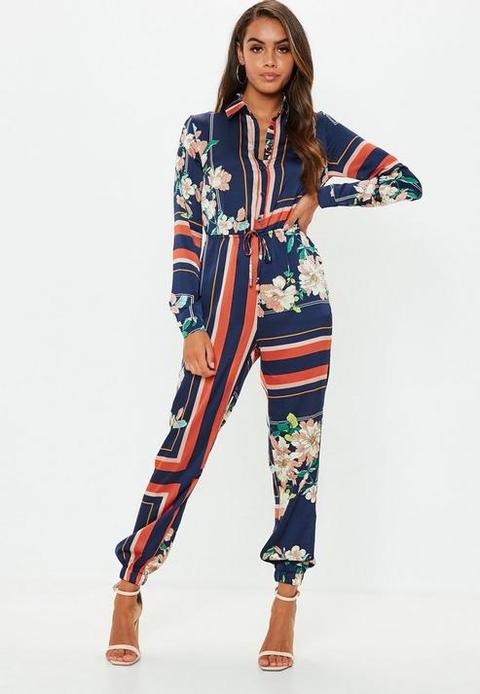 Blue Print Utility Jumpsuit, Multi