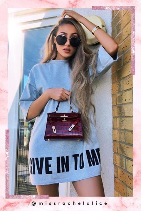 Stacie Grey Oversized Slogan T Shirt Dress