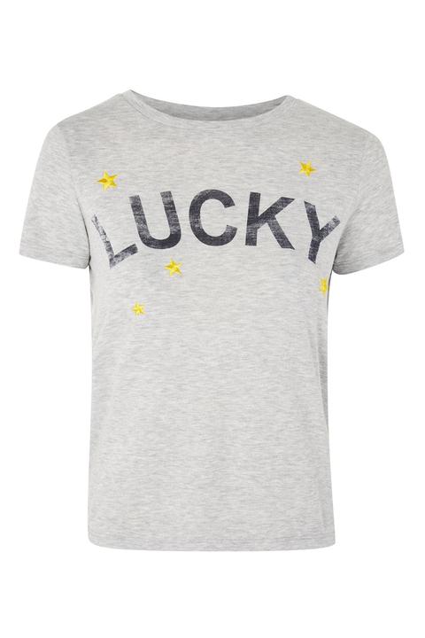 'lucky' Motif T-shirt