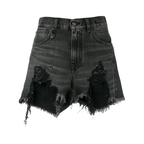 R13 Shorts Vaquero Con Efecto Desgastado - Negro