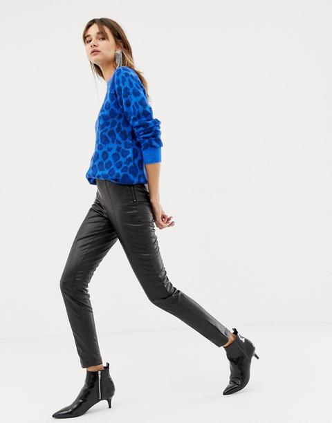 Leggings De Efecto Cuero De Pieces-negro