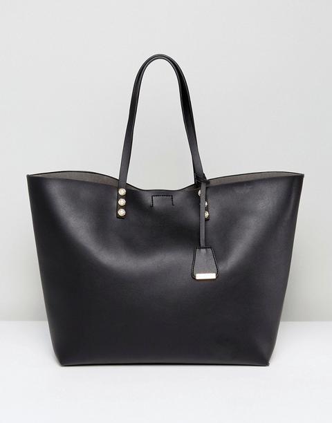 Glamorous - Maxi Borsa Nera Con Perle - Nero
