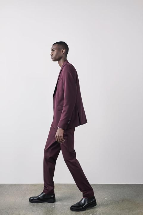 Burgundy hot sale suit zara