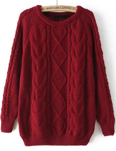 Maglione Con Modello Intreccio-rosso