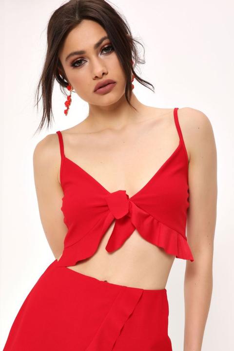 Red Frill Hem Bralet