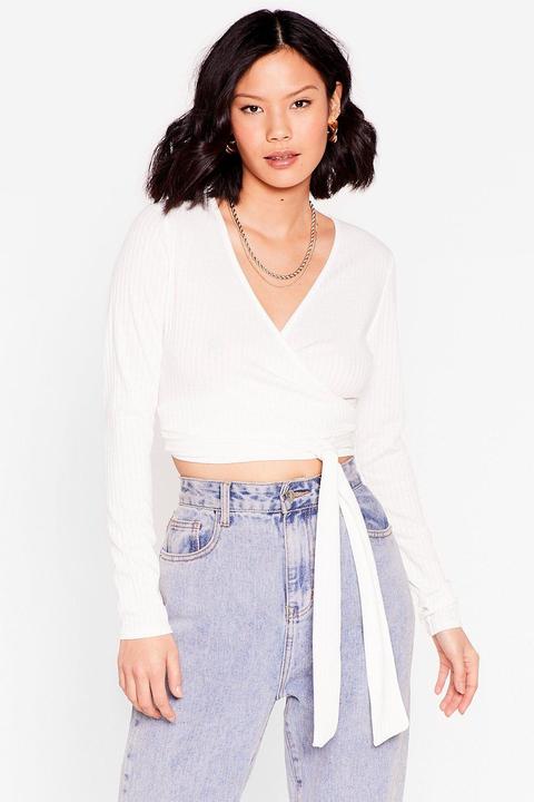 Womens Wrap Ribbed Crop Top