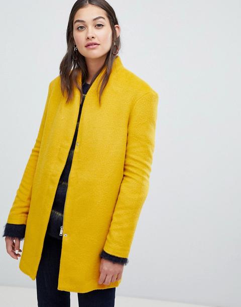 Jdy - Cappotto Senza Colletto - Giallo