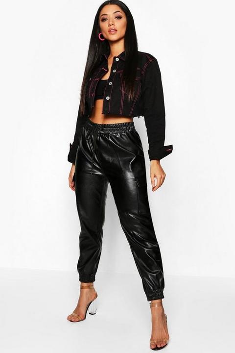 leather look joggers womens