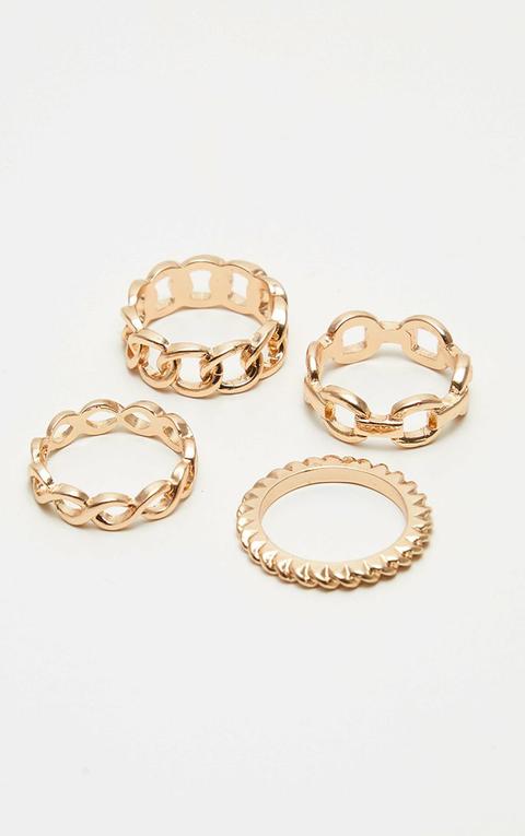 Gold Chain Link Multi Ring Set