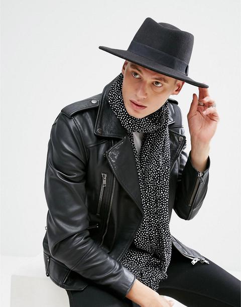 Asos Design - Cappello Pork Pie Nero Con Cupola A Rombo - Nero