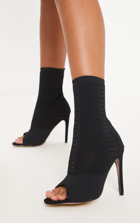 knitted peep toe boots