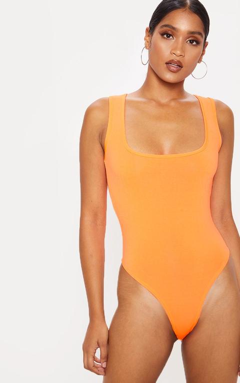 orange sleeveless bodysuit