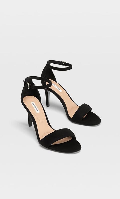 Stradivarius Sandales Talon Aiguille Bride Cheville Femme Noir 41