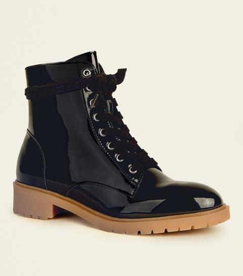 new look black patent boots