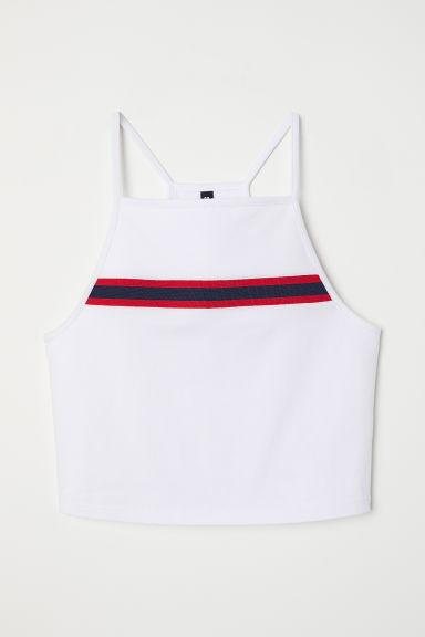 H & M - Top Corto In Jersey - Bianco