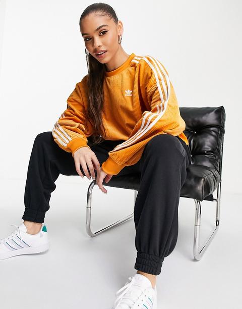 Sudadera Naranja Con Diseño De Tres Rayas De Pana De Adidas Originals