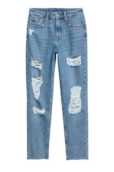 H & M - Slim Mom Jeans Trashed - Azul