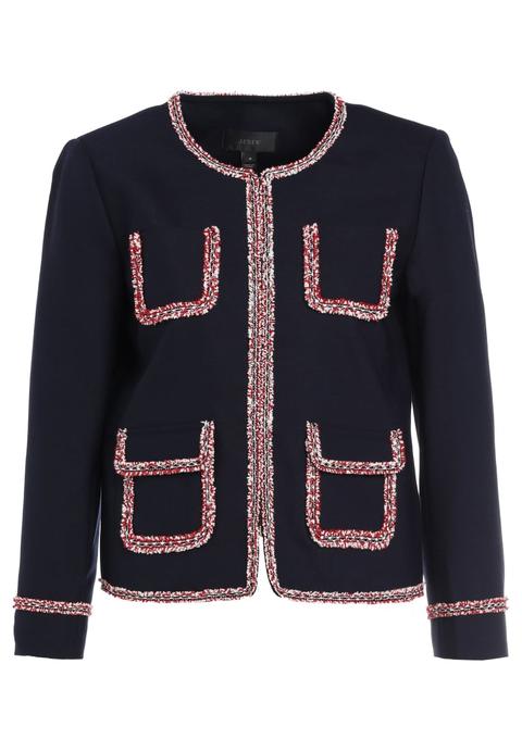 J.crew Lady Jacket With Tweed Trim Giacca Leggera Navy