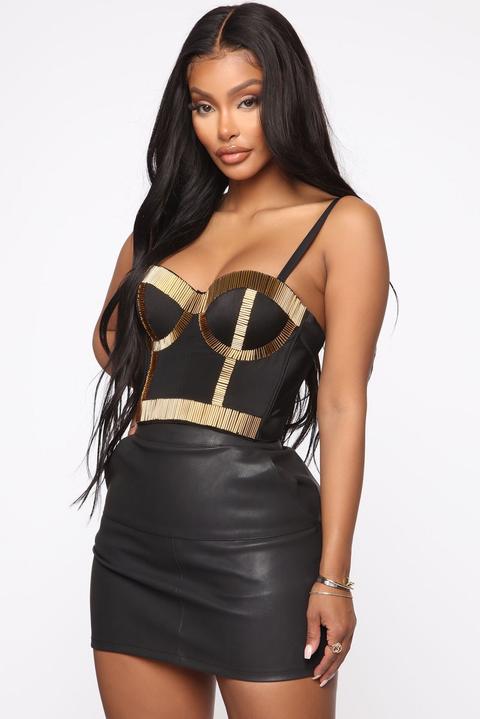 Black and cheap gold bustier top