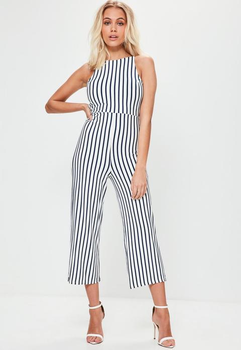 White Jersey Stripe Jumpsuit