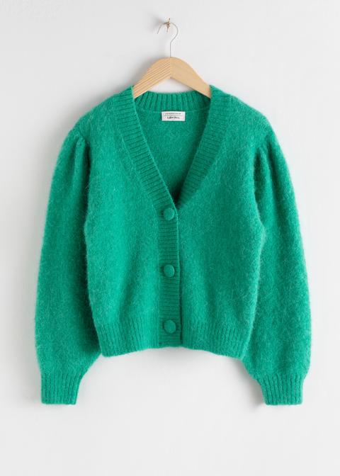 Puff Sleeve Cropped Cardigan