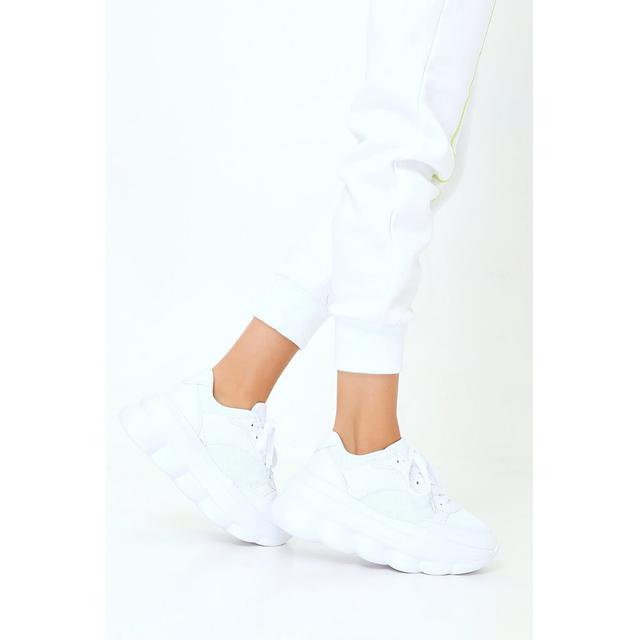 white chunky platform trainers