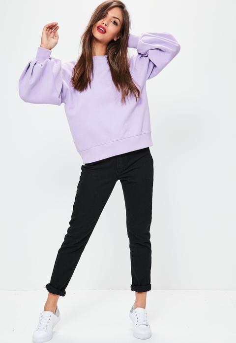 Purple Exaggerated Sleeve Sweatshirt