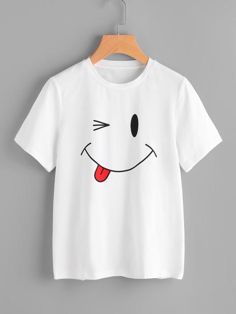 Smiley Face Print Tee