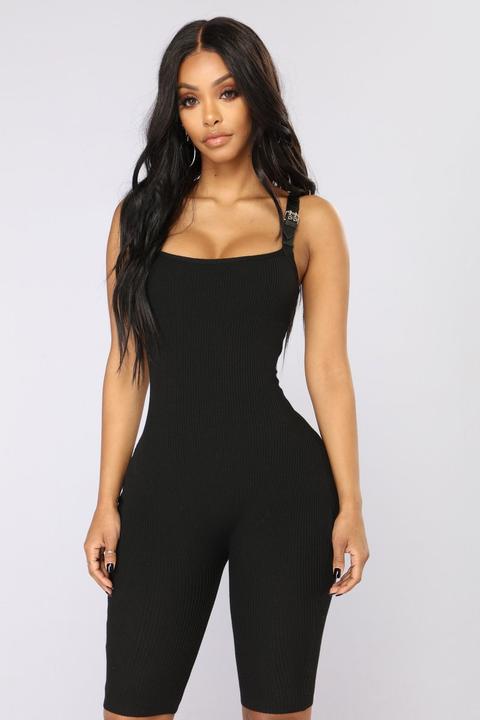 Buckle Up Biker Romper - Black