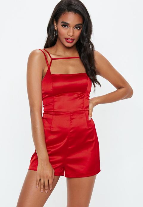 red playsuit missguided