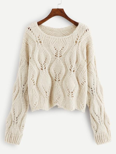 Solid Hollow Out Sweater