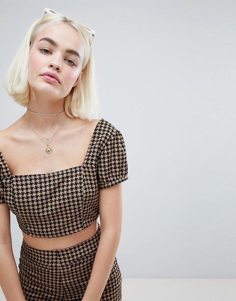 Emory Park Crop Top In Dogtooth Co-ord-multi