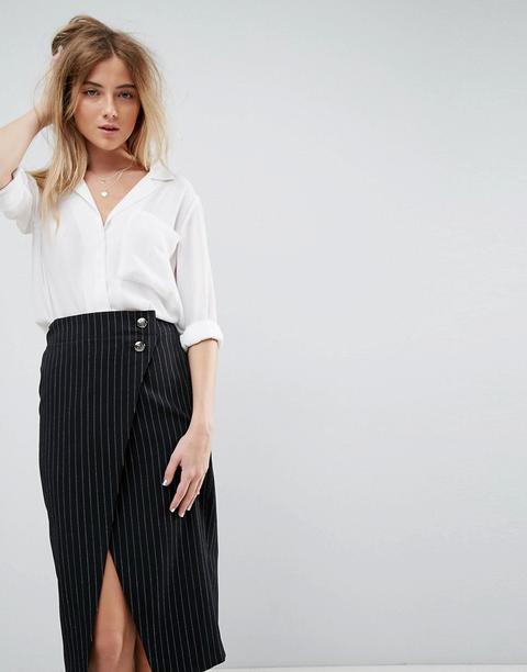 Asos Blusa Con Scollo Ampio E Tasca Oversize - Bianco