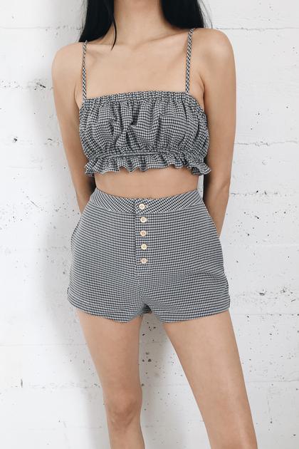 Gingham Button Shorts