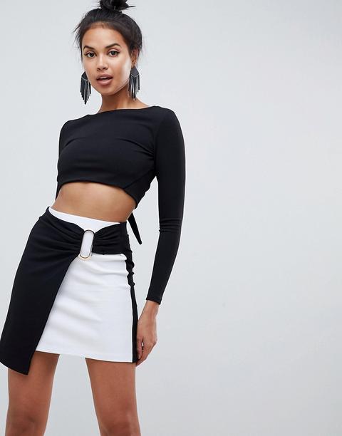Minifalda Cruzada Con Diseño Colour Block Y Ribete Con Hebilla Dorada De Asos Design
