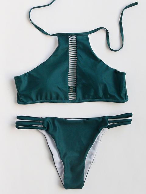 Verde Scuro Ladder Ritaglio Bikini